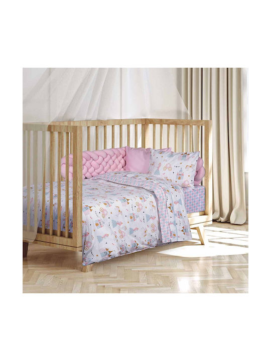 Alouette Set Baby Crib Cotton Sheets Princess Pink 130x170cm 3 Pieces