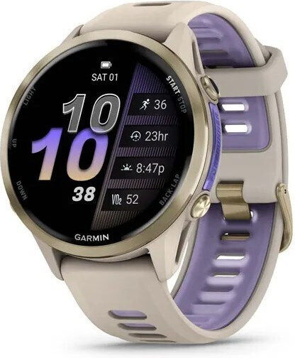 Garmin Forerunner 970 Titanium 47mm Waterproof Smartwatch with Heart Rate Monitor (Soft Gold Titanium with French Gray and Translucent Indigo)