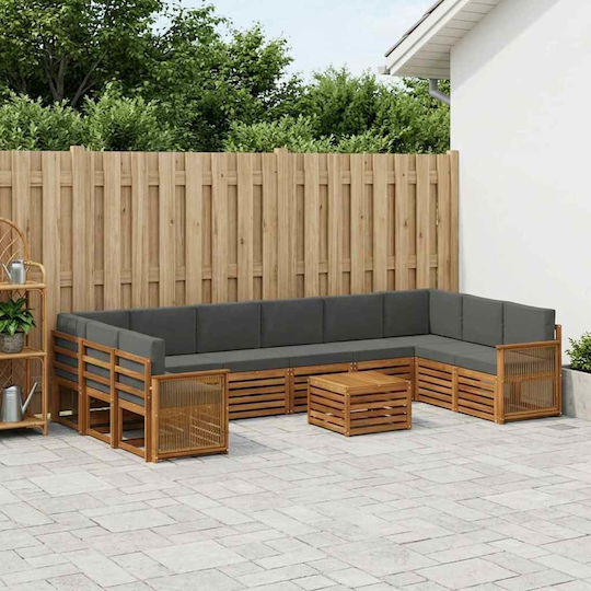 Garten- und Outdoor-Möbelsets 8 Stück Natur und Anthrazit mit Kissen