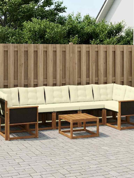 Garten- und Outdoor-Möbelsets Typsatz Wohnbereich 8 Stück Naturfarben mit Kissen
