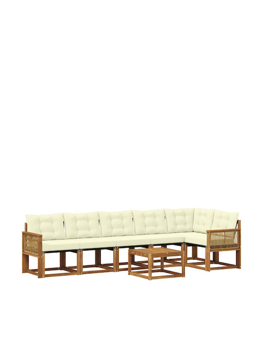 Garden & Outdoor Furniture Set 7 Pieces Natural...
