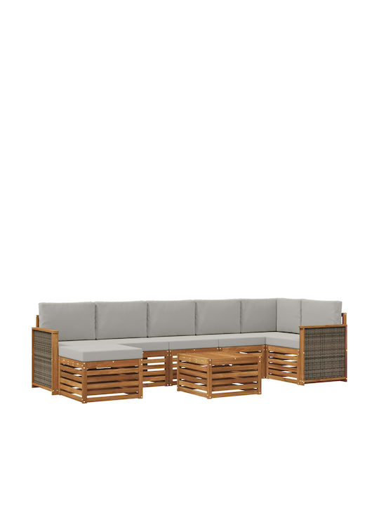 Garten- und Outdoor-Möbelsets 7 Stück Natürlich...