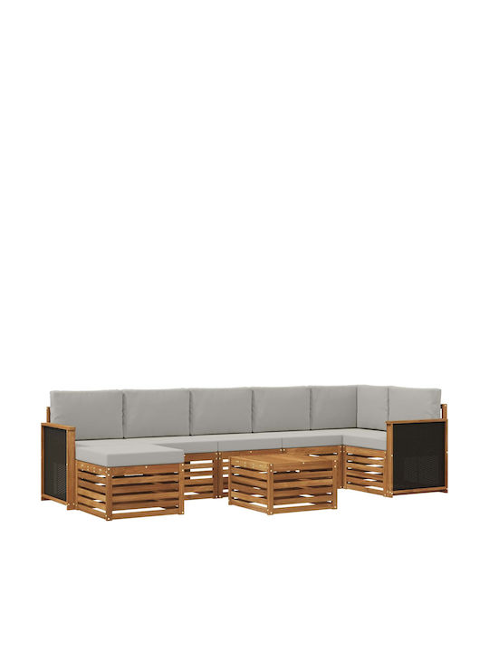 Garten- und Outdoor-Möbelsets 7 Stück Natur und...