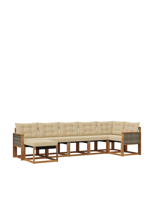 Ecksofa Outdoor Hölzernes mit Kissen 306x128.5x...