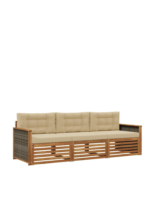 vidaXL Dreisitzer Garten Sofa Hölzernes mit Kis...