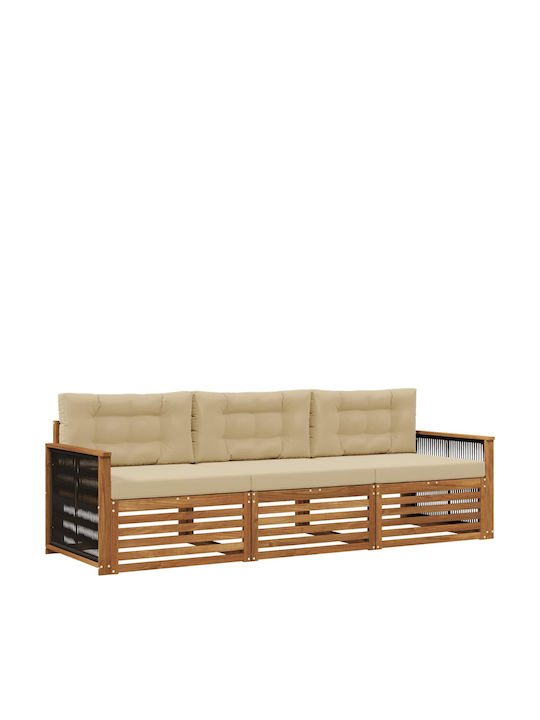 vidaXL Dreisitzer Outdoor-Sofa Hölzernes mit Ki...