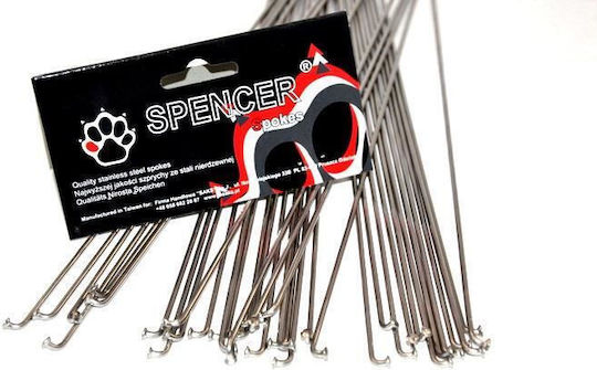 Bicycle Spokes 2.3mm 13g Spencer Silver Stainless Steel 36 Pcs