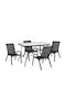 Leone 5 Pieces Black Outdoor Dining Room Set