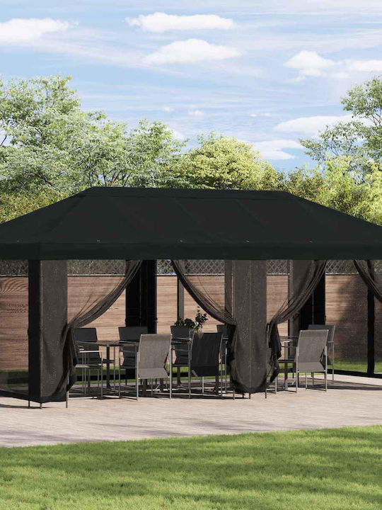 vidaXL Garden Black Gazebo 6x3m