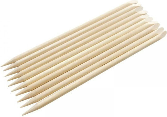 Set 10 Natural Orange Wood Sticks Pushing Cuticles – Double-ended Durable Ideal Nail Art