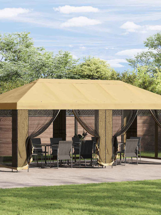 vidaXL Beige Garden Gazebo 6x3m