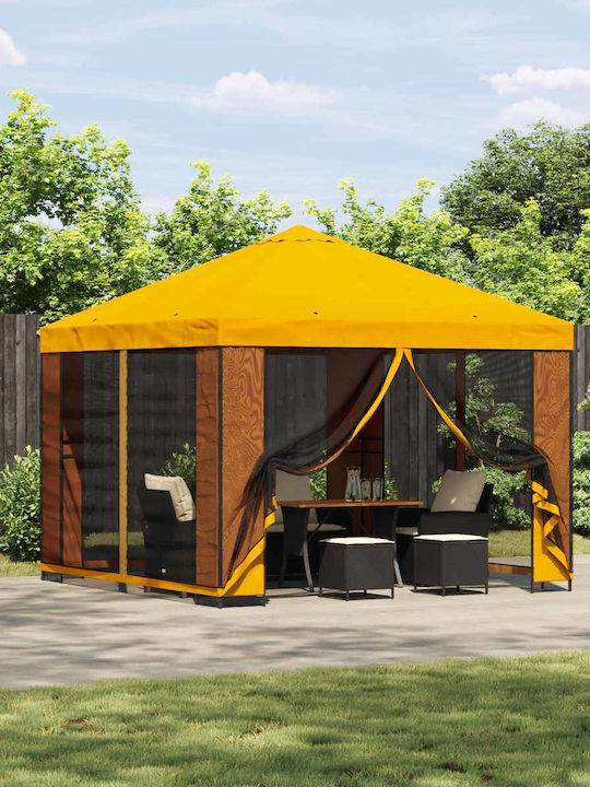 vidaXL Беседка За Градина Жълта 3x3м