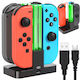 Charging Station 4 Joy-con Controllers Zola Compatible Nintendo Switch Led Indicator Usb-c Cable Abs Black