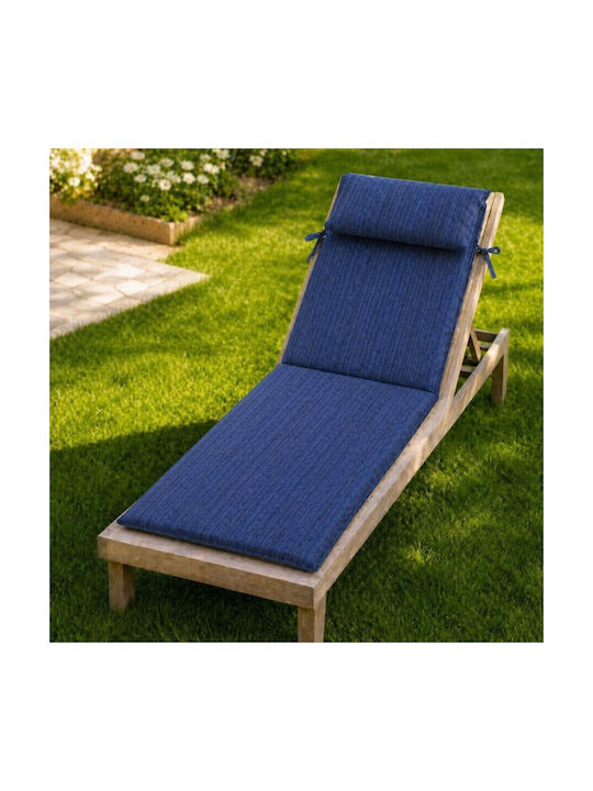 Pucioasa Pernă pentru Pat de Soare cu Spătar Navy Blue 60x190 cm