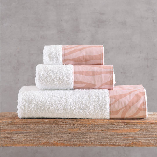 Rythmos Set of Bath Towels 3 pcs Trisha White-pink Weight 500gr/m²