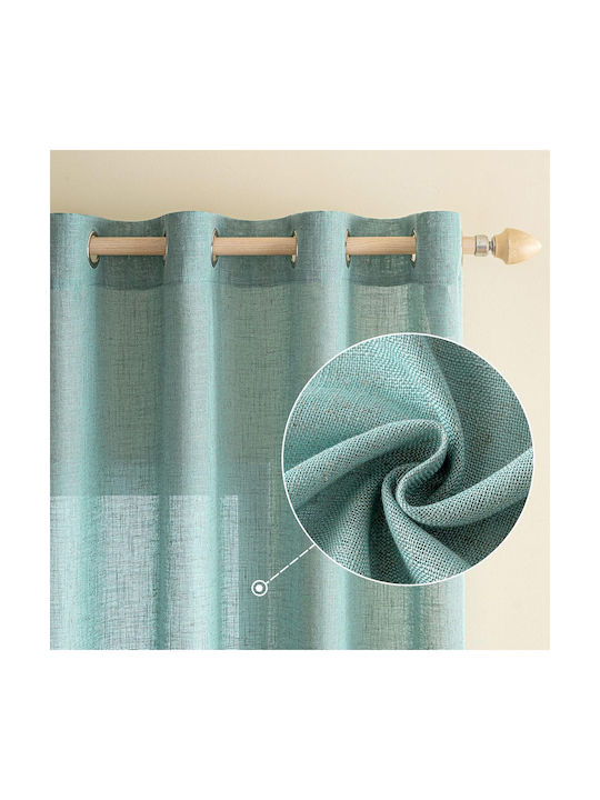 Set Perdele Fereastră cu Capse Turcoaz 140x215 cm