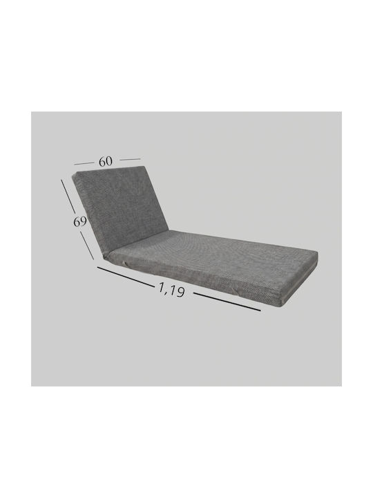 Politishome Waterproof Sunbed Cushion with Backrest Light Grey 60x188cm