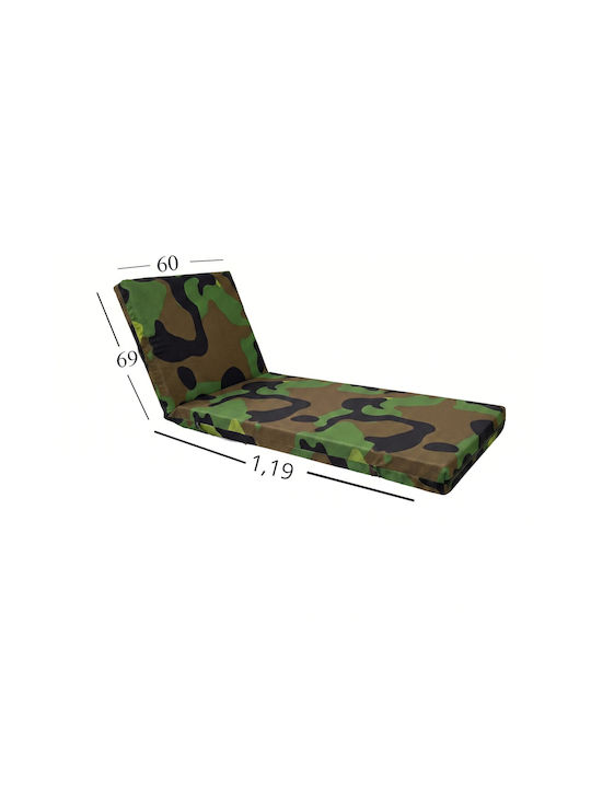 Politishome Waterproof Sunbed Cushion with Backrest Army 60x188cm