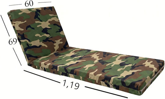 Politishome Αδιάβροχο Μαξιλάρι Ξαπλώστρας με Πλάτη Army 60x188εκ.