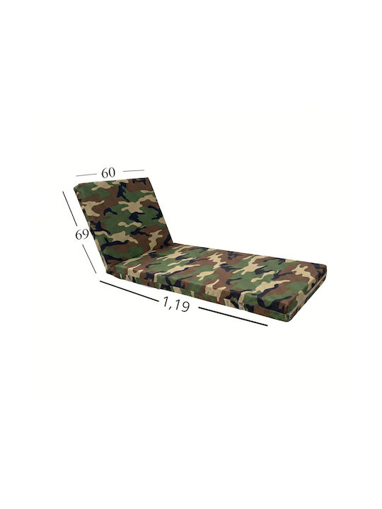 Politishome Αδιάβροχο Μαξιλάρι Ξαπλώστρας με Πλάτη Army 60x188εκ.