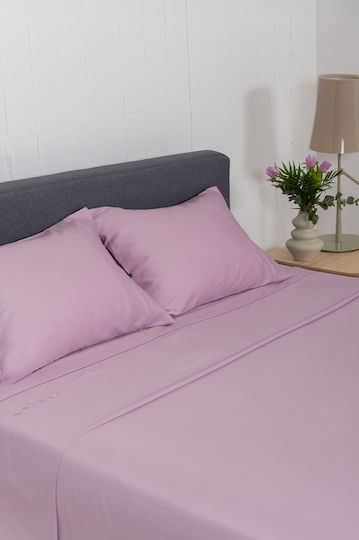Naf Naf Unique Bed Sheets Set King Size with Rubber Hugger 270x280cm Lilac 4 Pieces