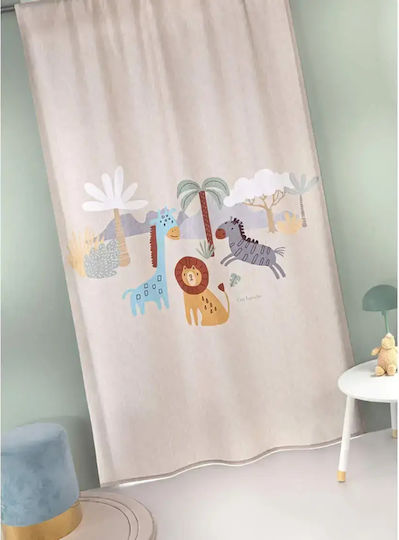 Guy Laroche Kids Blackout Curtain Jungle With Rod Pocket Beige 150x270cm