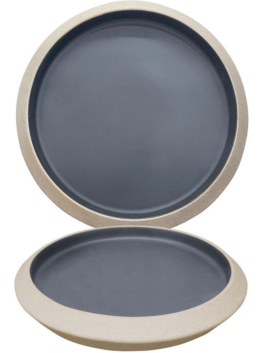 Ready Shallow Porcelain Gray Plate with Diameter 28.5cm 6 Pieces