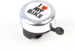 Saks I Love My Bike Bicycle Bell Silver 49mm