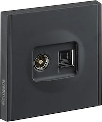 Priză Rj45 Cat6a + Tv Neagră Slim Line Elbulgaria 33520 Bk Priză Rj45 Cat6a + Tv Neagră Slim Line Elbulgaria 33520 Bk