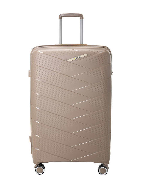 RCM Large Beige Travel Suitcase with 4 Wheels H...