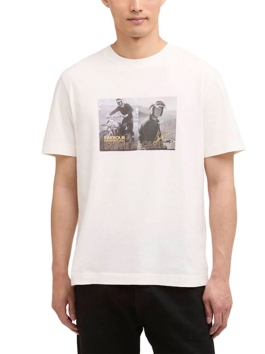 Barbour T-shirt Εκρου- Κιτρινο- Μαυρο
