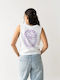 Damen Crop Top Ärmellos Weiß