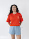 Damen Crop T-Shirt Rot