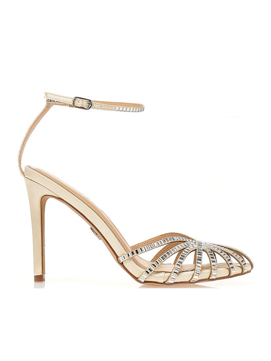 Suede Damen Sandalen Anatomisch mit Strass Beige