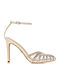 Suede Damen Sandalen Anatomisch mit Strass Beige