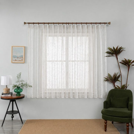 Galifas Blumenbrise Fenster Vorhang mit Bleistiftfalten Beigen 200x140cm