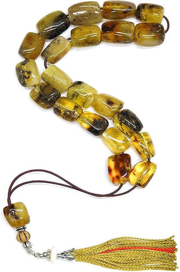 Roloi Komboloi Worry Beads with 21 Amber Beads Length 37cm Multicolour