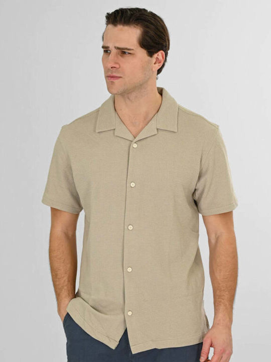 Rebase Short Sleeve Shirt in Wide Fit Beige
