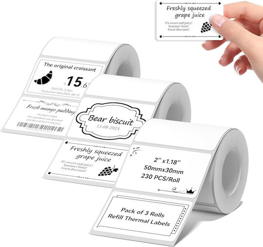 230 Selbstklebende Etikettenrollen für Etikettendrucker 50x30mm