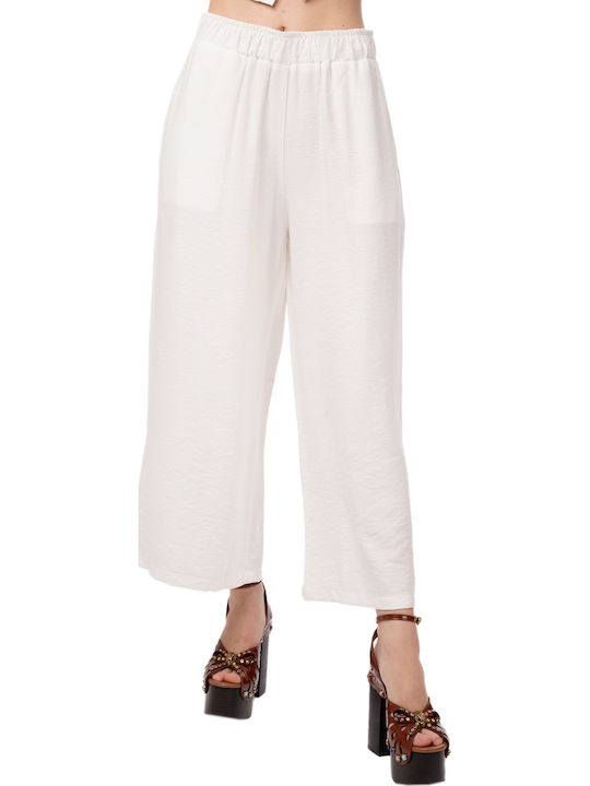 MY T Women's Fabric Trousers White