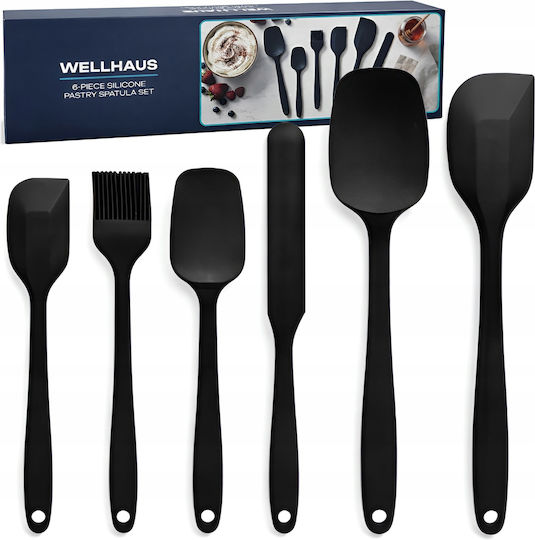Wellhaus Σετ Εργαλείων Μαγειρικής από Σιλικόνη 6τμχ Μαύρο