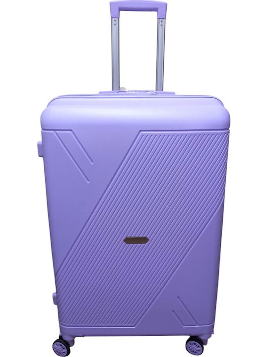 Felbags Μεγάλη Βαλίτσα Ταξιδίου Σκληρή Λιλά με 4 Ρόδες Ύψους 75εκ.