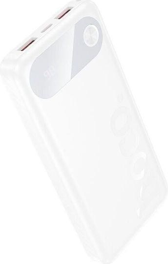 Hoco J154 Външна батерия 10000mAh с 2 USB-A порта и USB-C порт с Power Delivery / Quick Charge Бяла