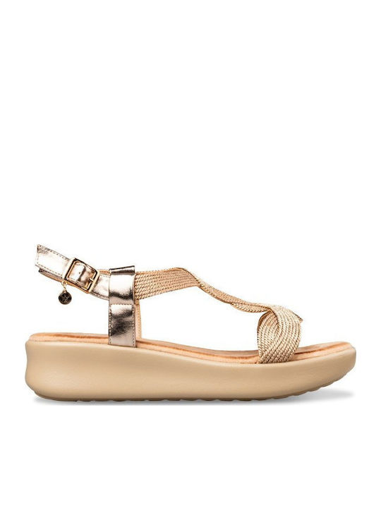 Flache Damen Sandalen Gold