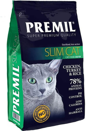 Premil Slim Суха Храна за Възрастни Котки с Чувствителна Уринарна Система с Пилешко / Месо / Пуешко 1.5kg