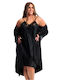 Jasmin Summer Women's Robe with Nightgown Black