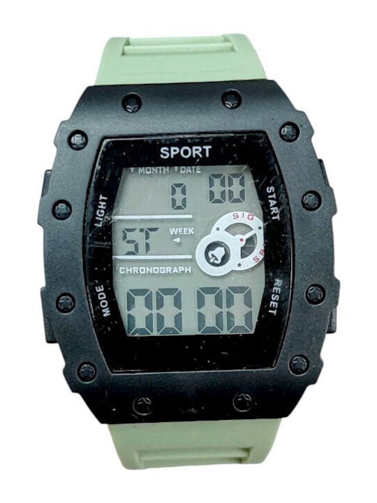 Digital Men's Watch 40mm Battery with Green Rub...