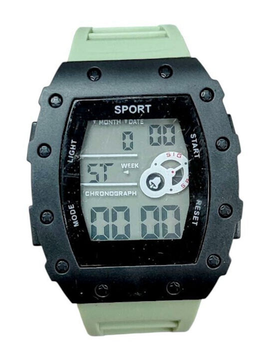 Digital Men's Watch 40mm Battery with Green Rub...