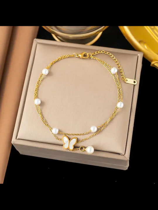 Women's Bracelet Chain Made of Steel with Pearls