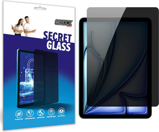Grizzglass Secretglass Privacy Tempered Glass Screen Protector Compatible Ipad Air 11 Inch M3 2025 Black